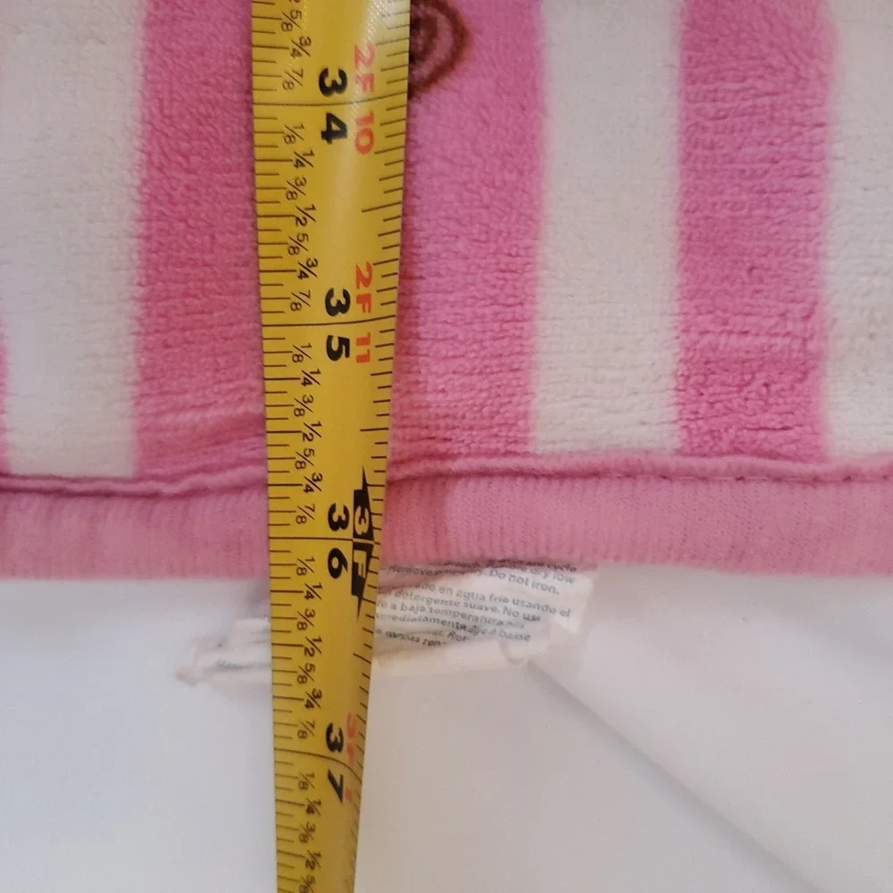 Hello kitty sanrio Brown‎ fleece pink Striped print blanket I Love You Vintage